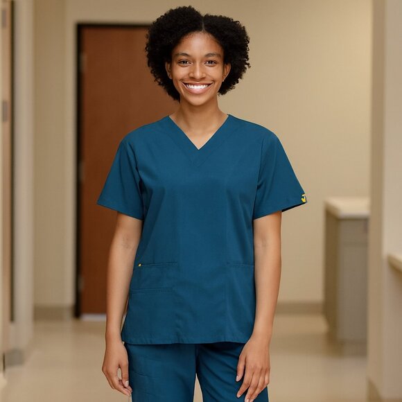 WonderWink Tops - WonderWink Scrub Top  Blue Unisex Size Large